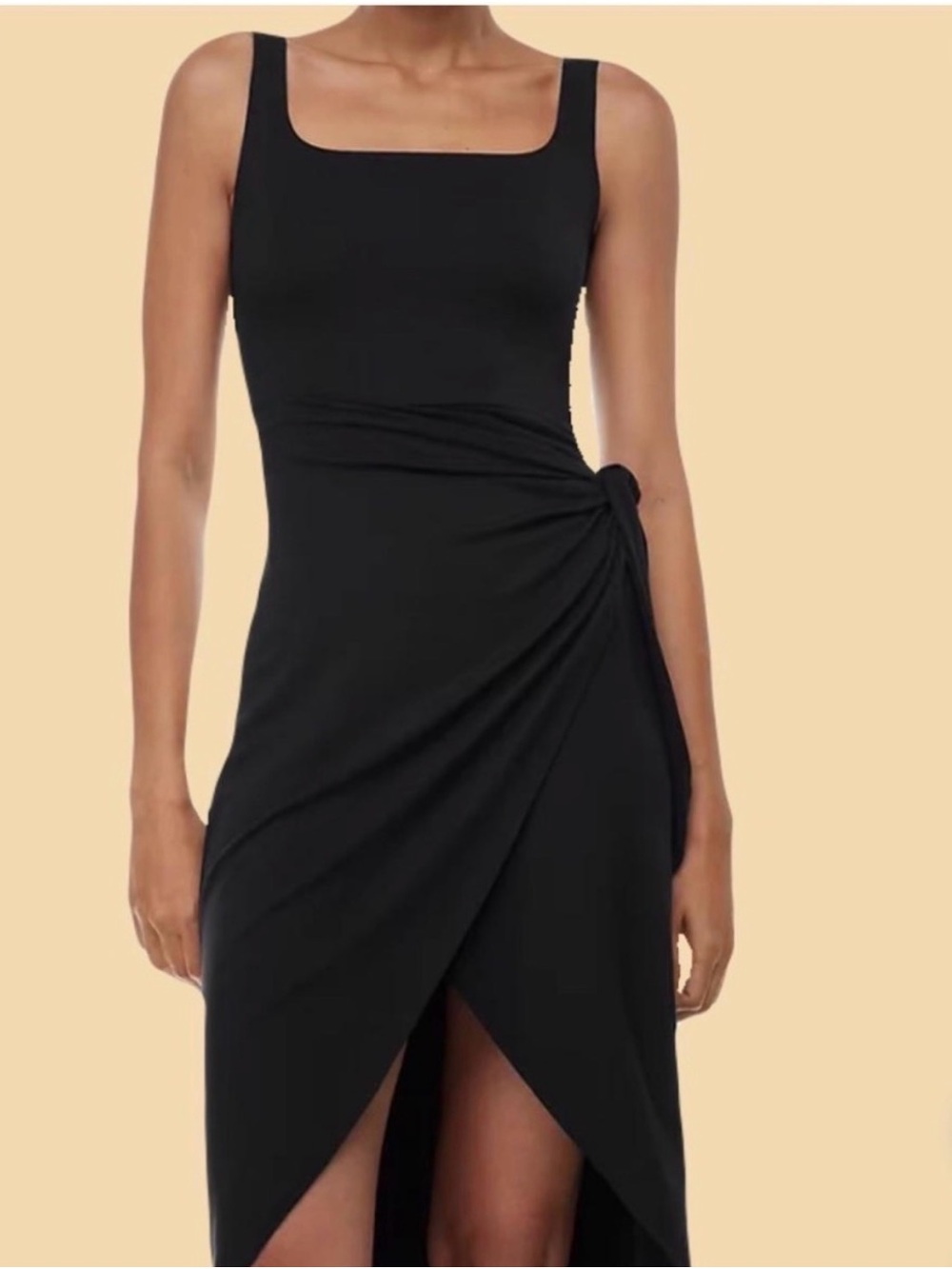 Wilfred ARITZIA Square Neck Black Midi Dress
